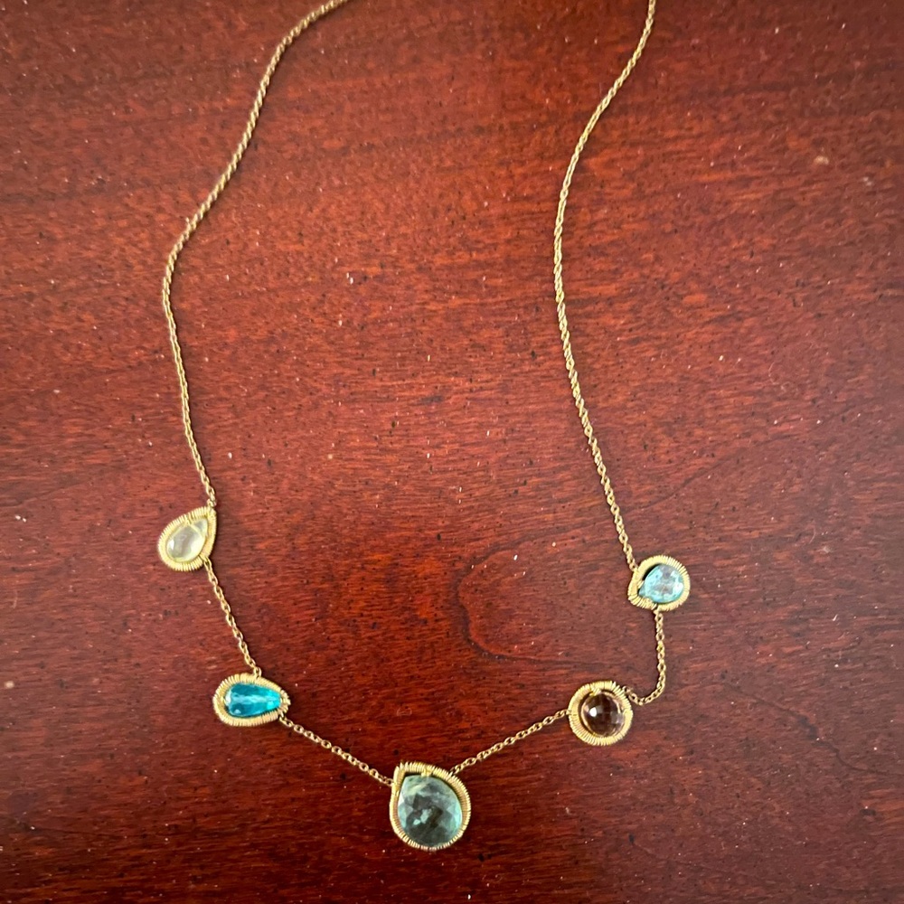 Multi Colored Gem Gold Necklace